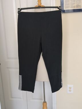 Black Cropped Capris with White Stripe Hem Detail